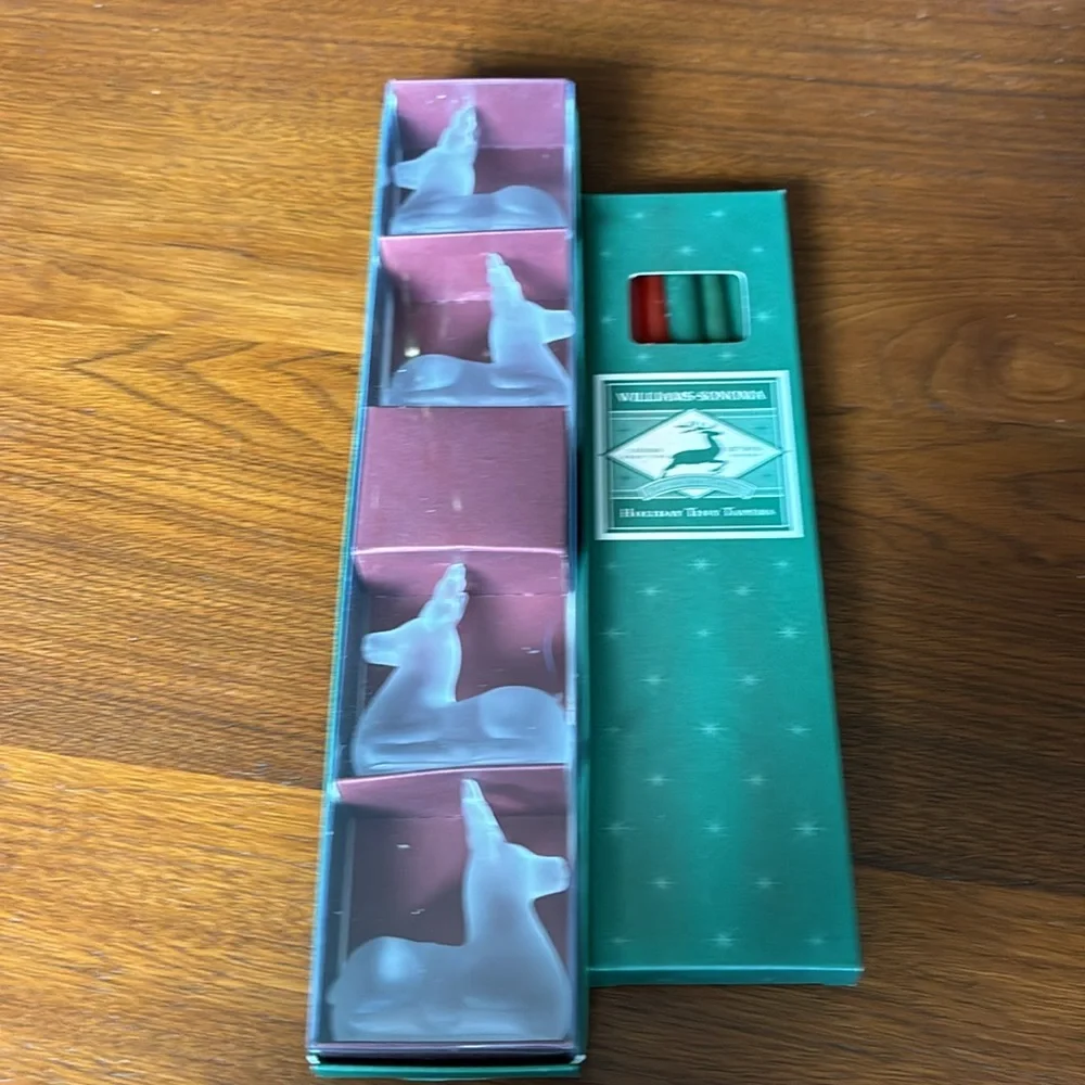 Williams Sonoma Reindeer candleholders and tapers